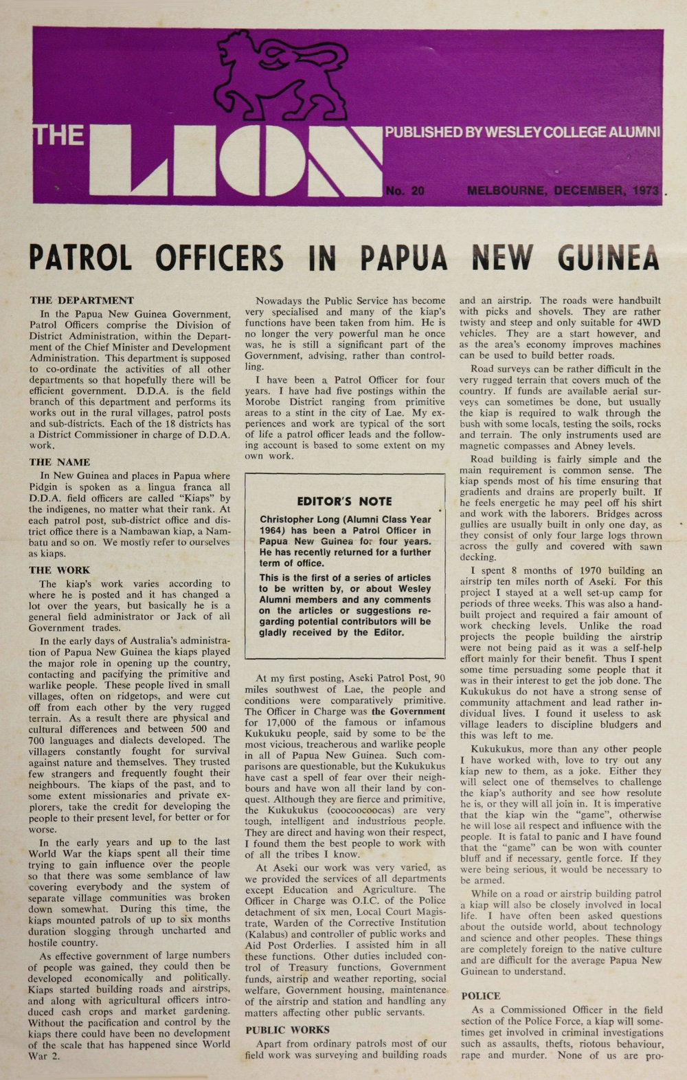 The Lion - December 1973