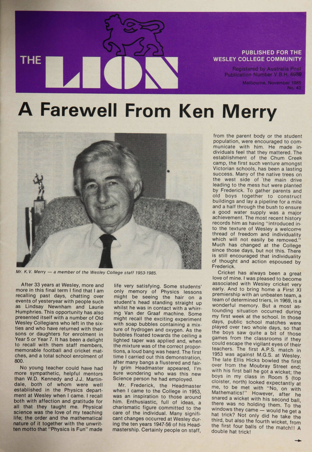 The Lion - November 1985