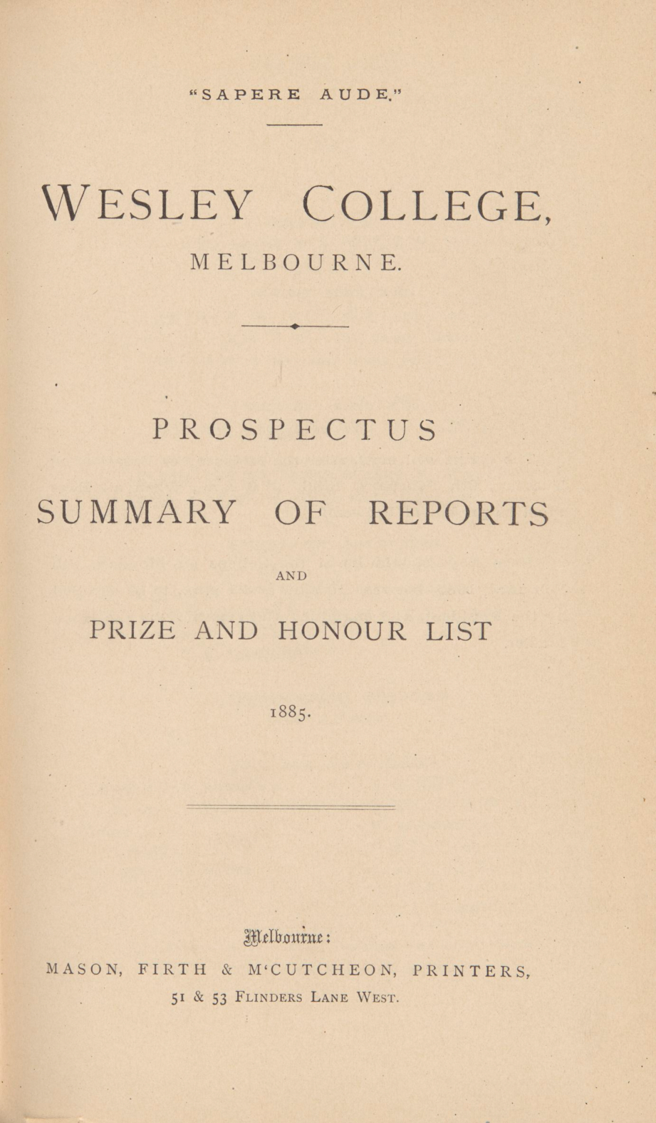 Prospectus 1885