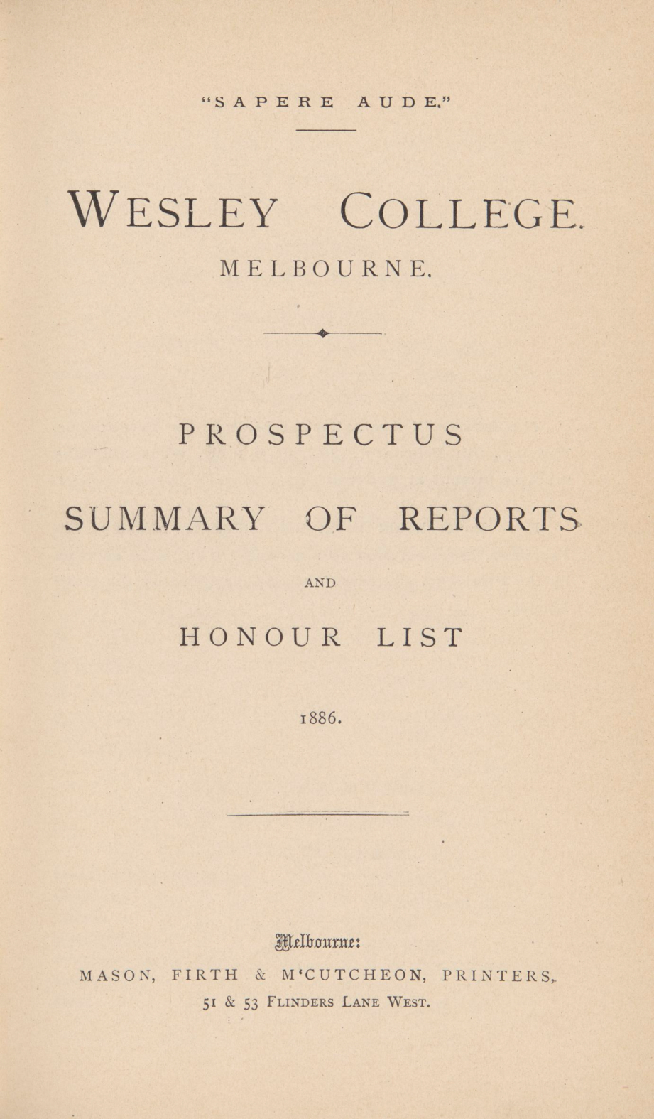 Prospectus 1886