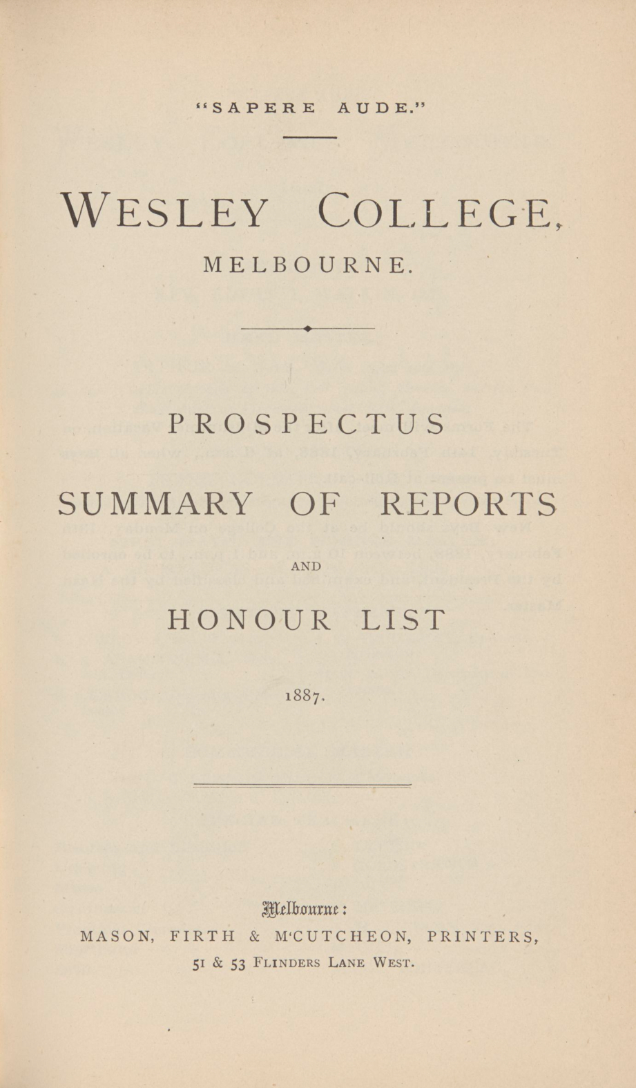 Prospectus 1887
