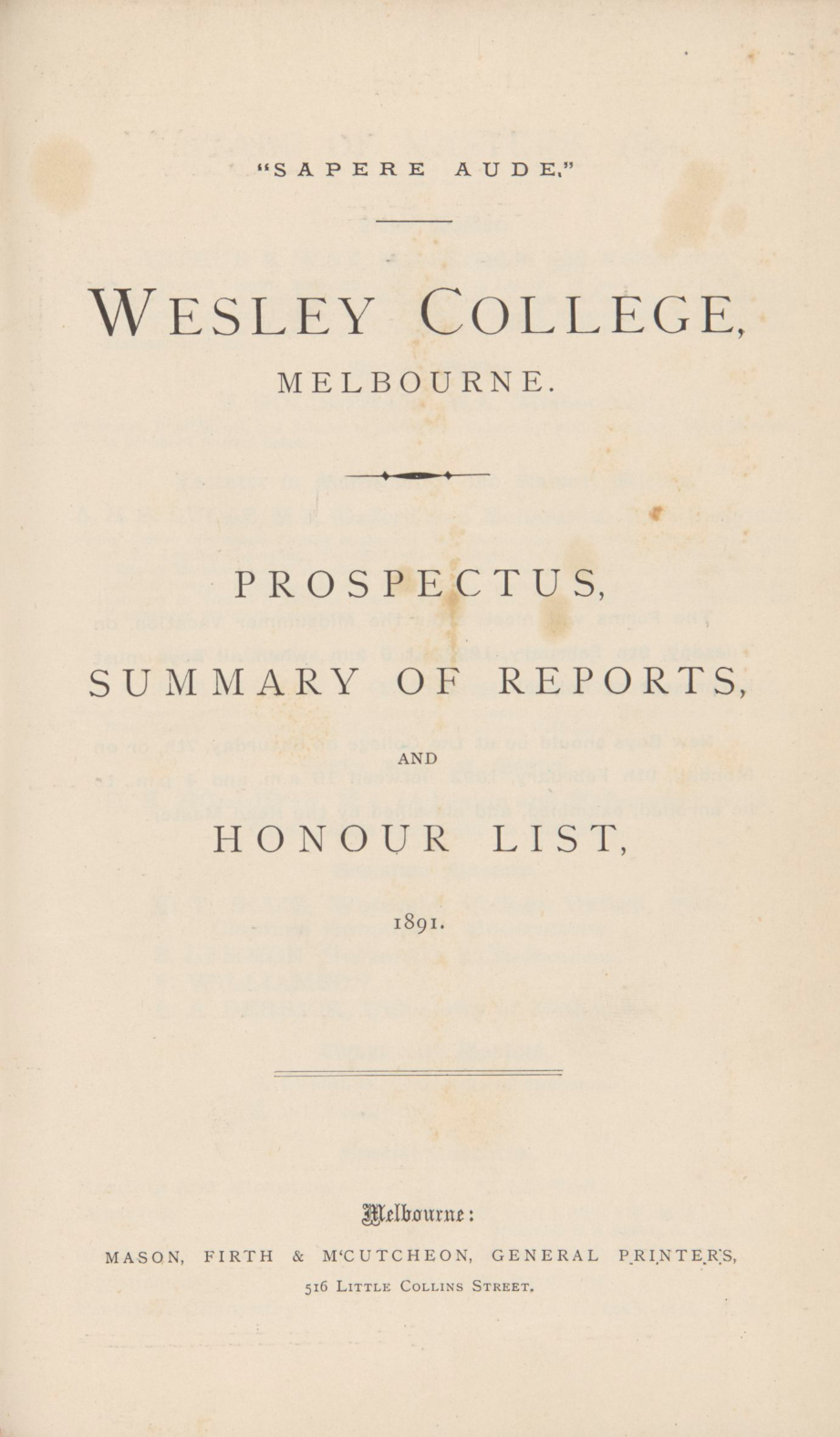 Prospectus 1891