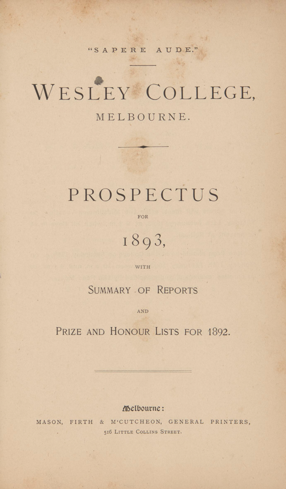 Prospectus 1893