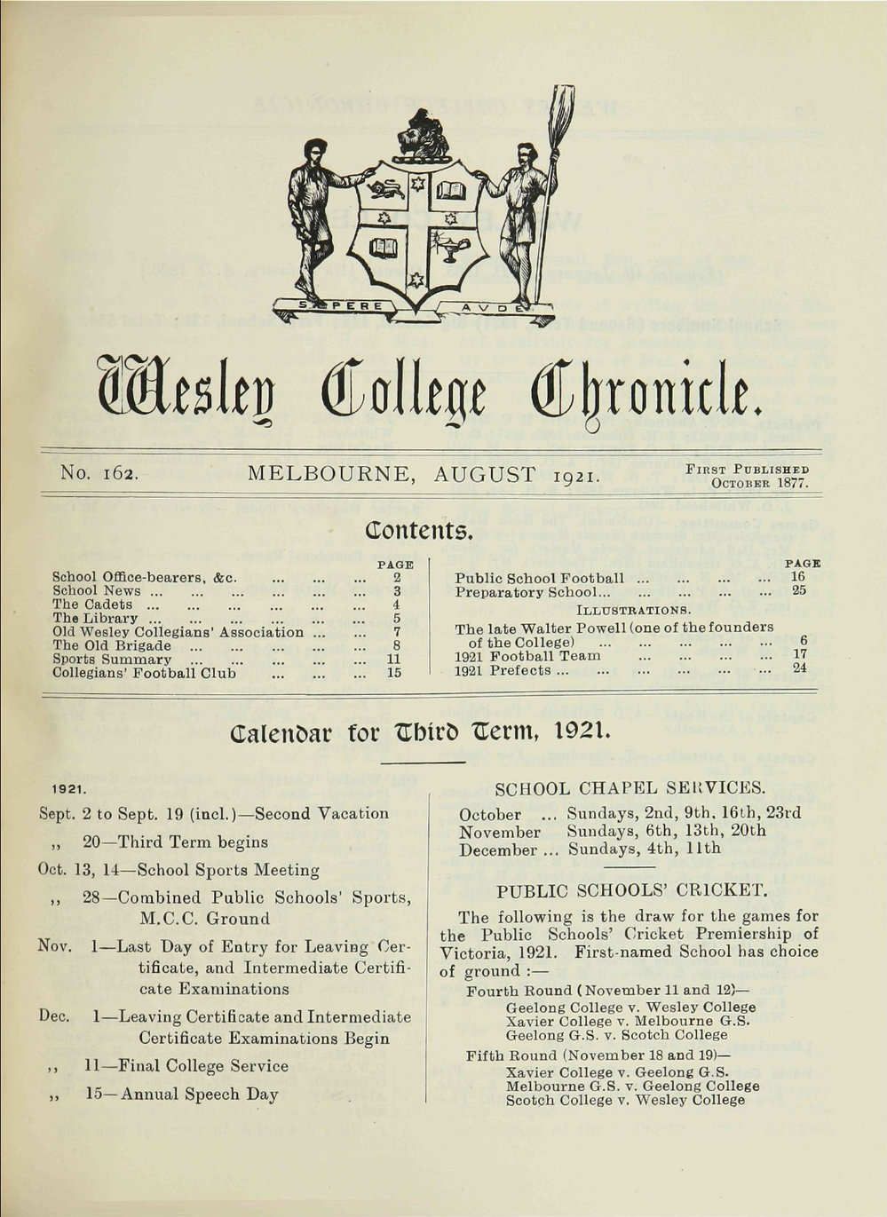 Chronicle 1921 No_162 August