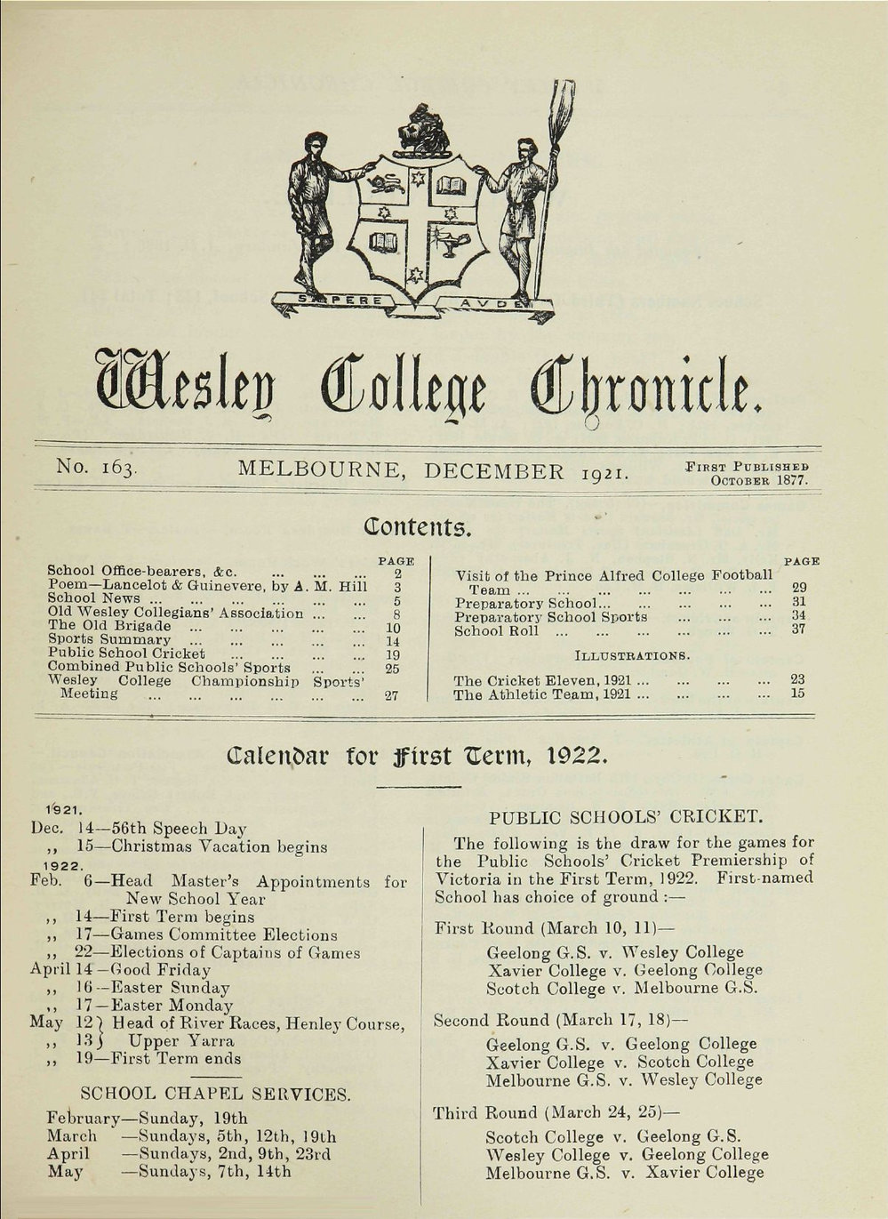 Chronicle 1921 No_163 December