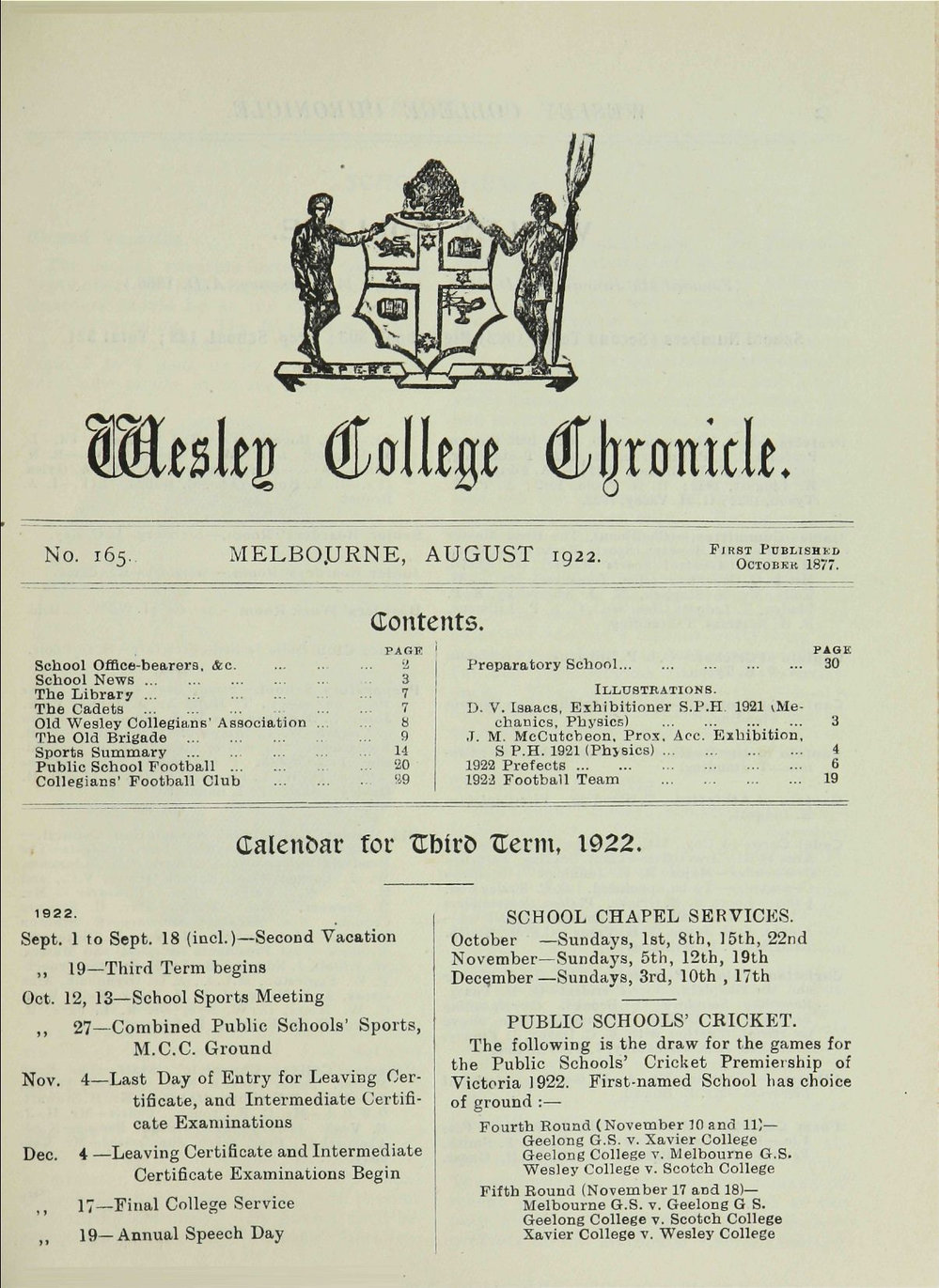 Chronicle 1922 No_165 August