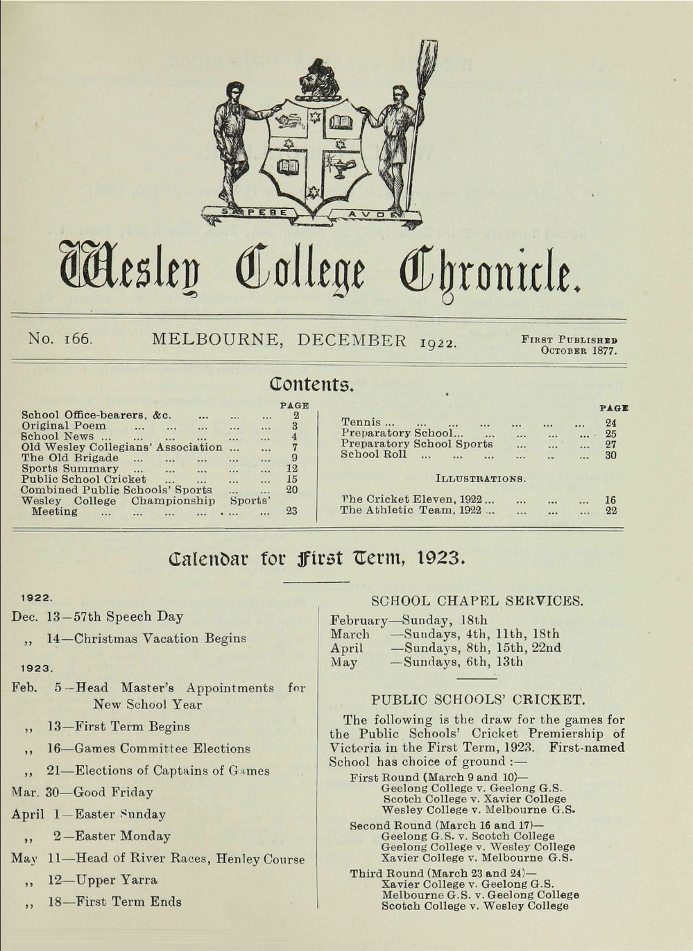 Chronicle 1922 No_166 December