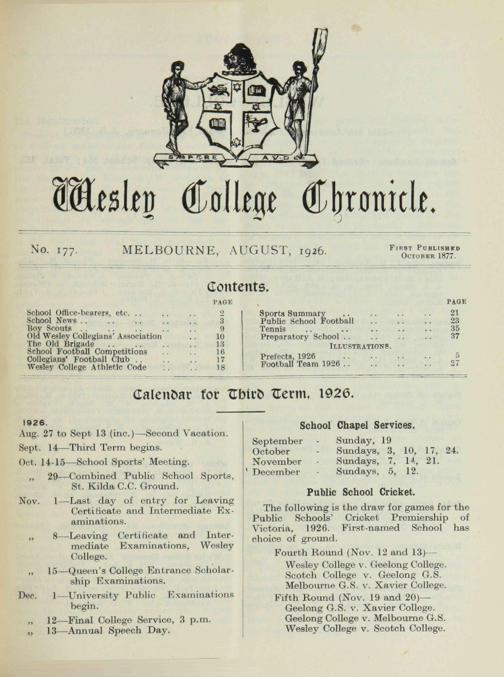 Chronicle 1926 No_177 August