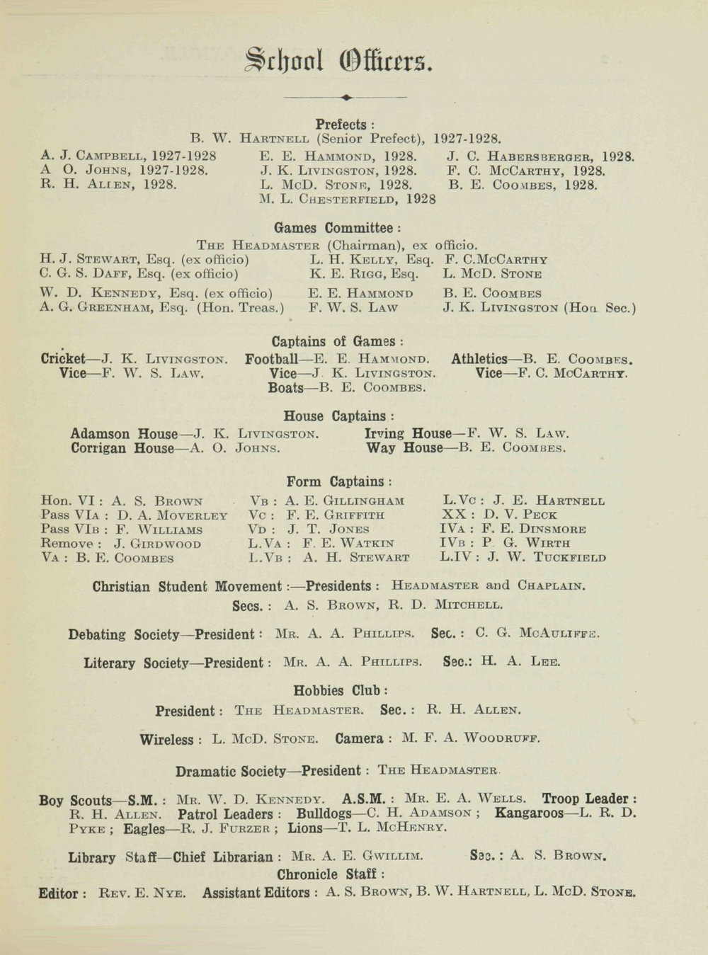 Chronicle 1928 No_183 August