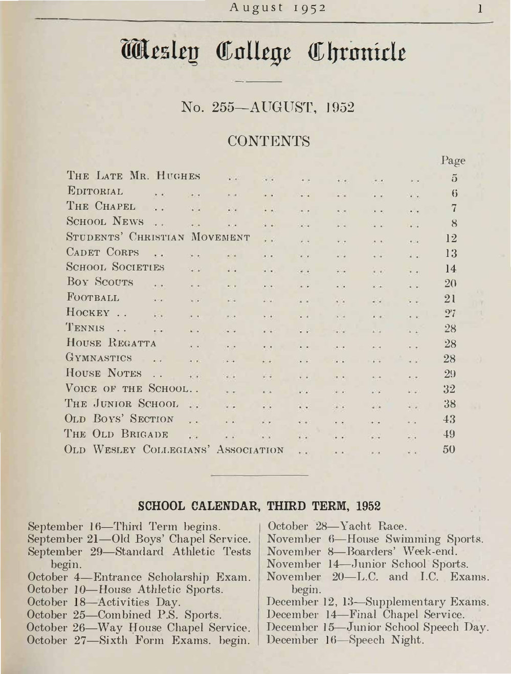Chronicle 1952 No_255 August