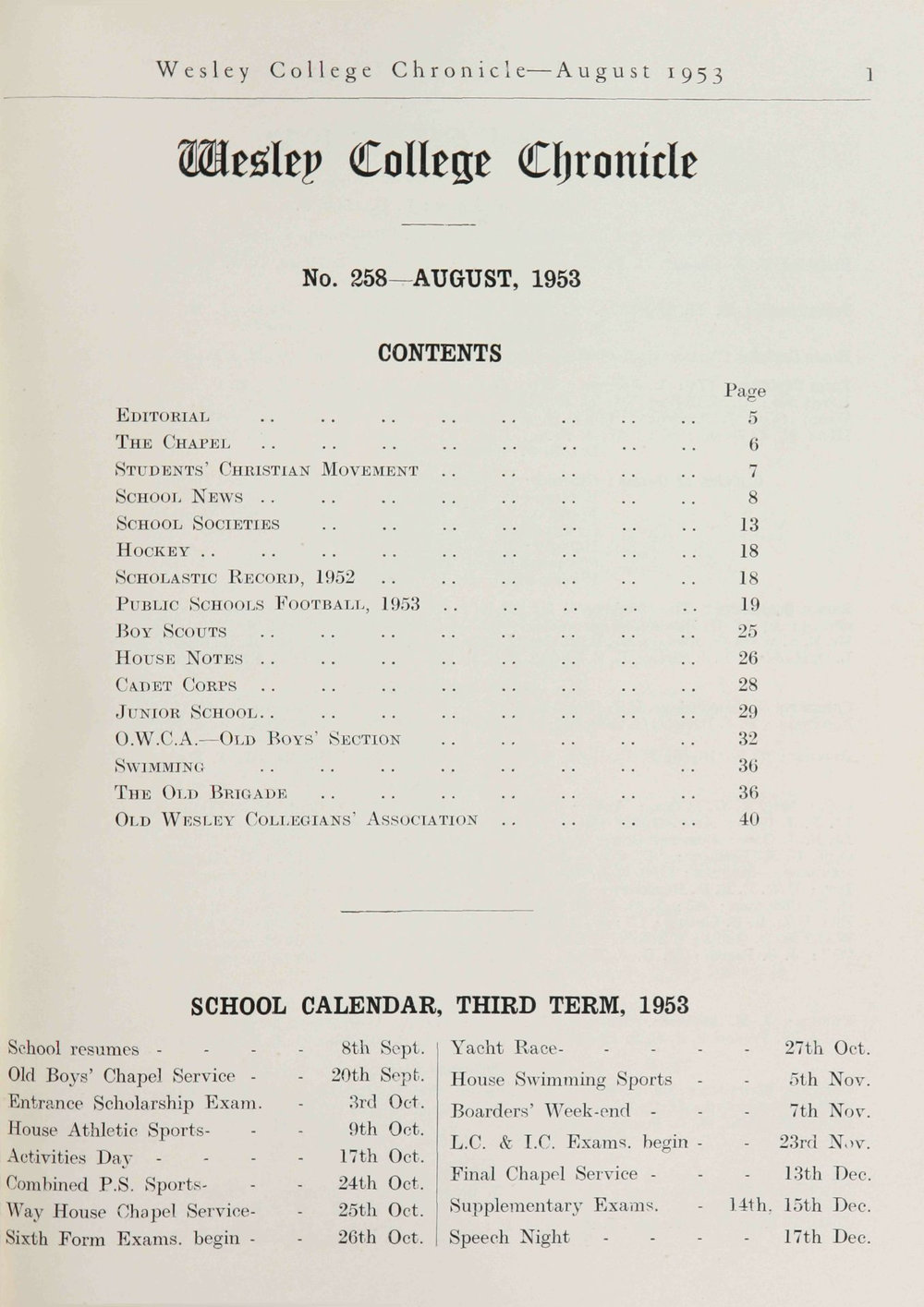 Chronicle 1953 No_258 August
