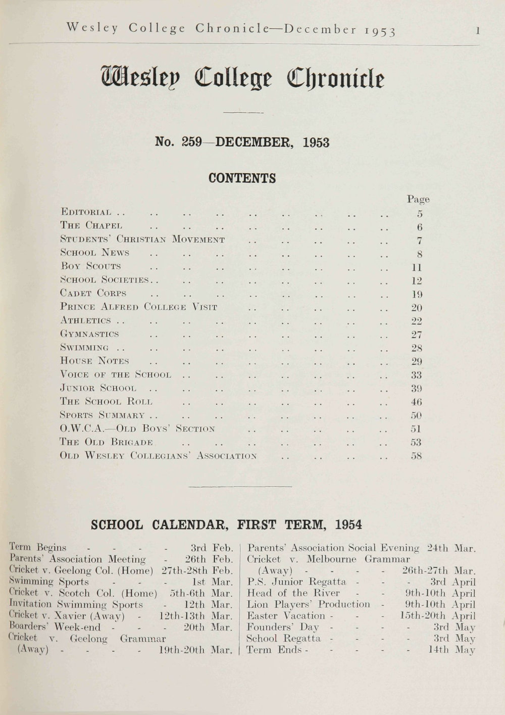 Chronicle 1953 No_259 December