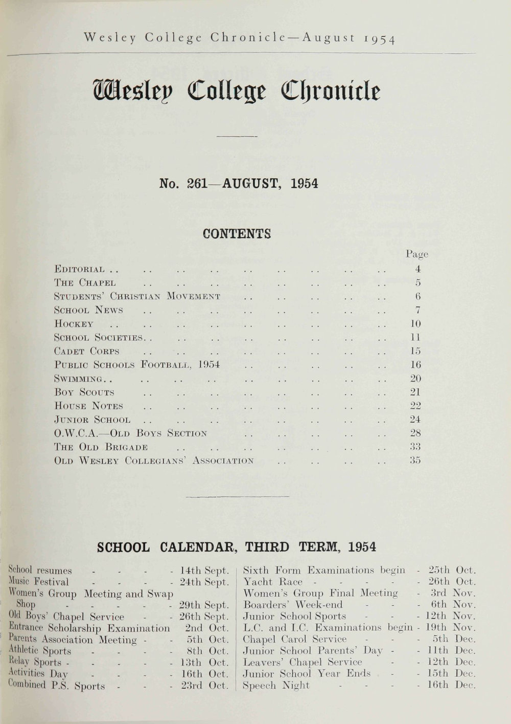 Chronicle 1954 No_261 August