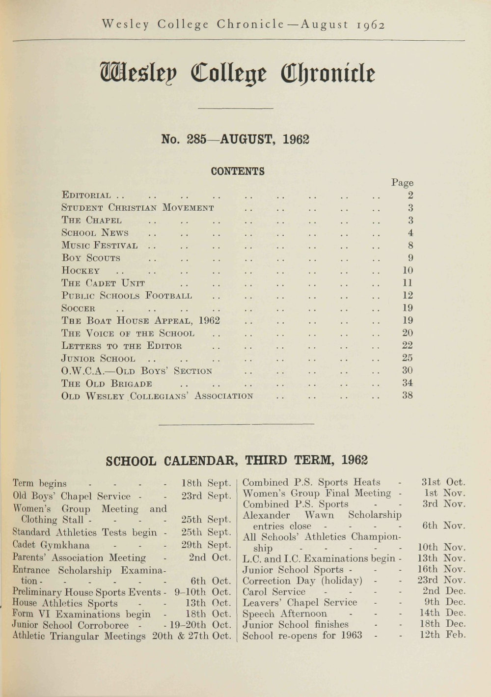 Chronicle 1962 No_285 August