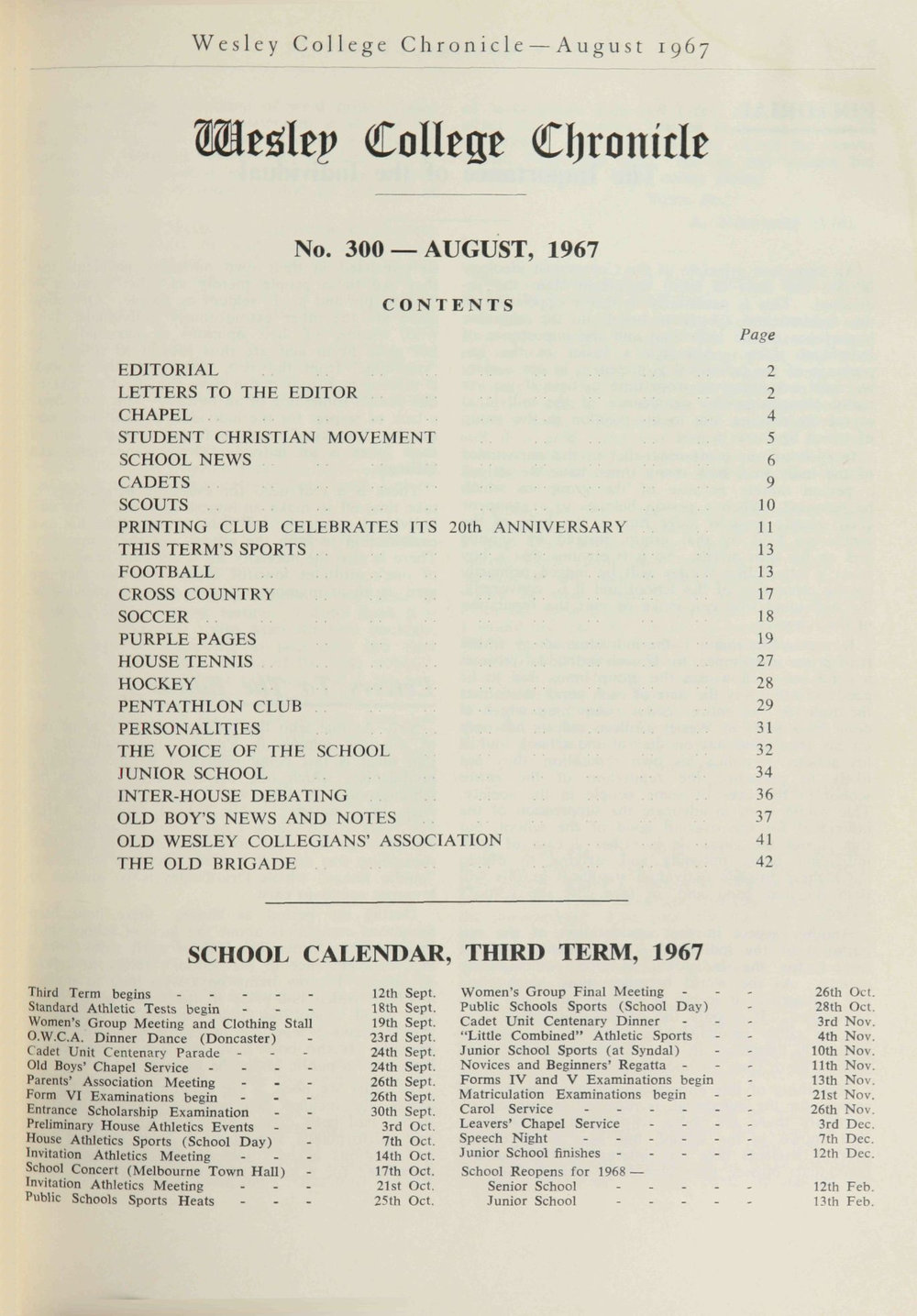 Chronicle 1967 No_300 August