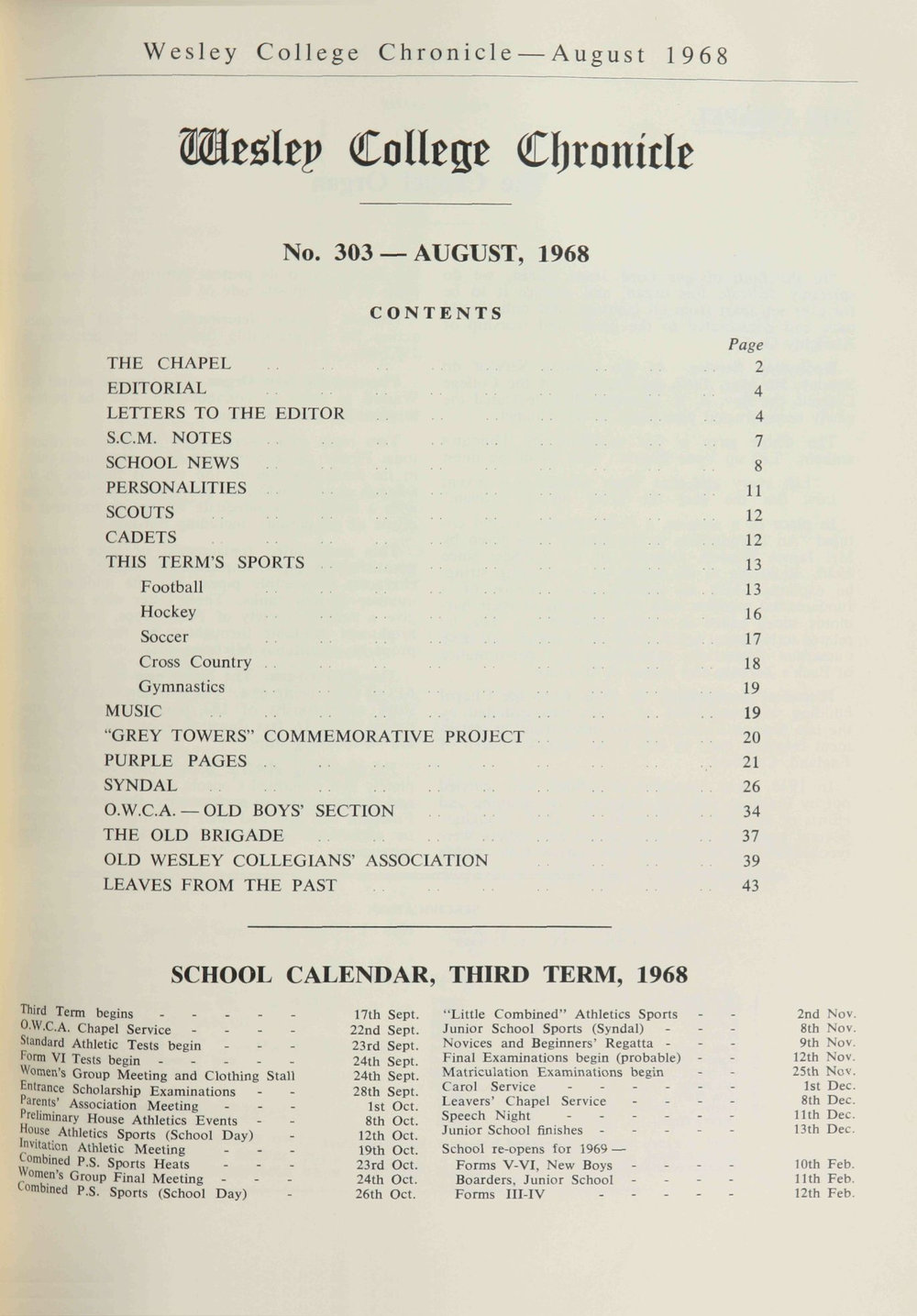 Chronicle 1968 No_303 August