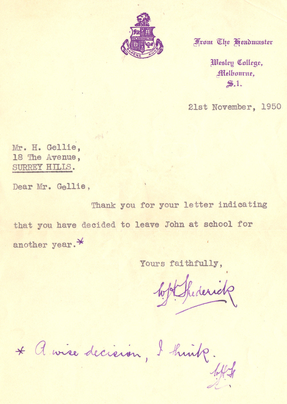 Fredericks Letter To My Father