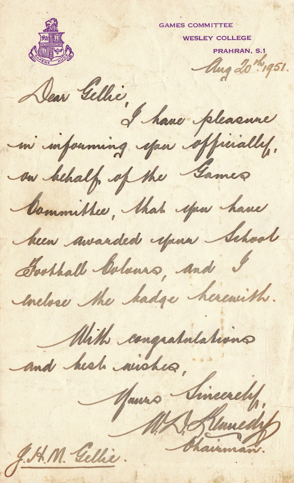 Football School Colours - J.Gellie