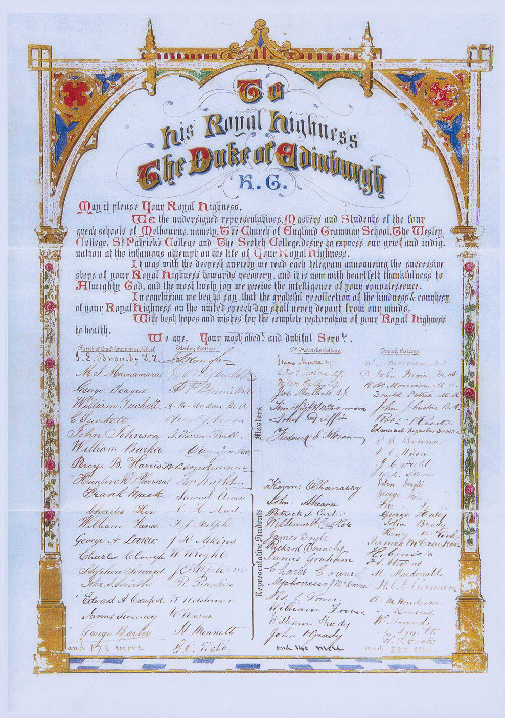 Illuminated letter to Prince Alfred, Duke of Edinburgh