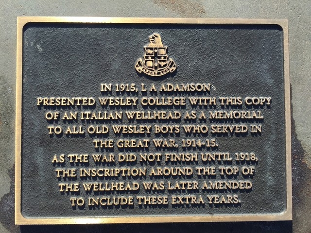 Venetian wellhead, plaque