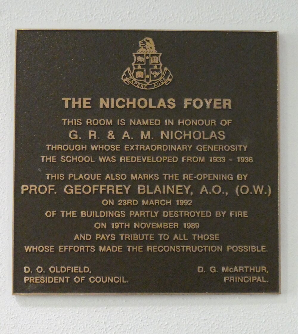 Nicholas Foyer plaque