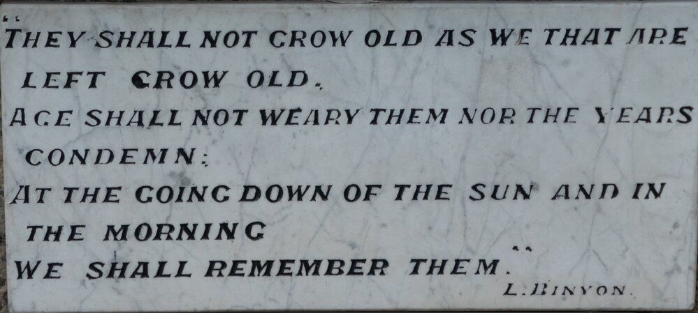 Marble plaque with Binyon's verse