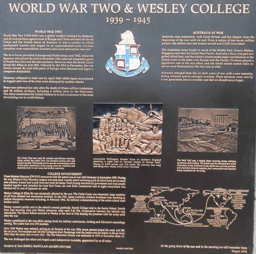 Plaque commemorating World War II