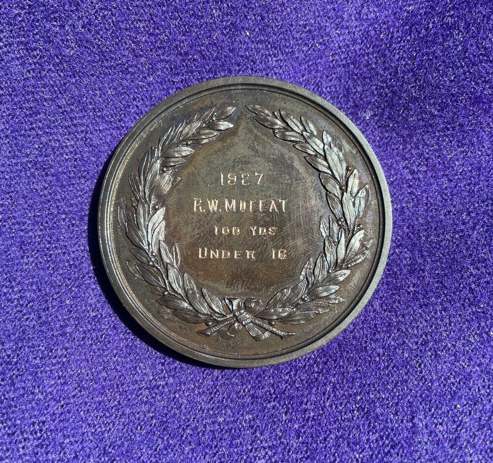 Moffat RW Under 16 100 yards 1927 medal