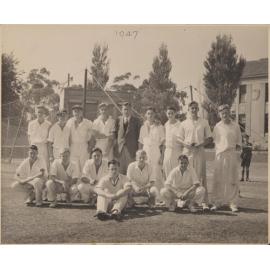 Cricket XI 1947 against the nets