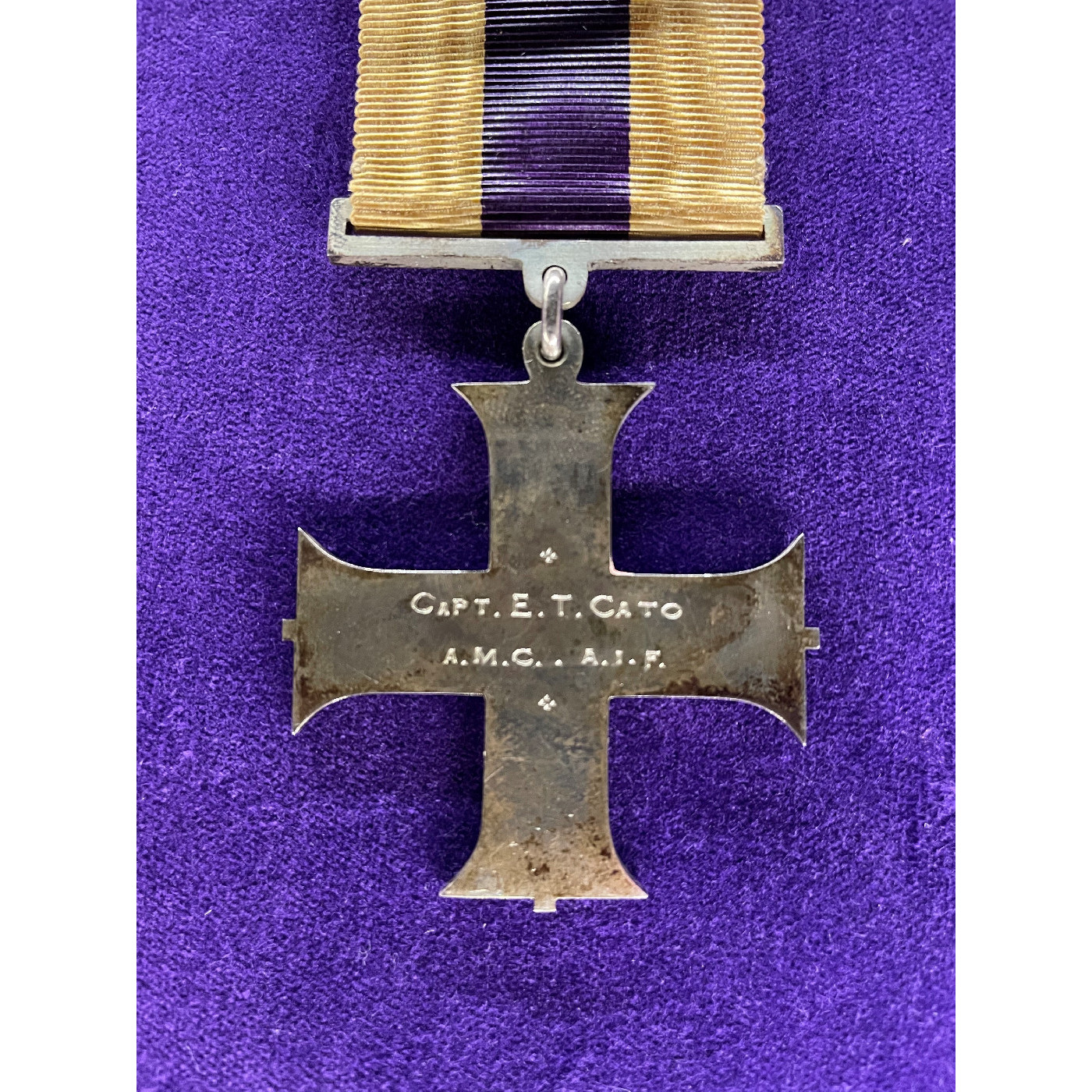 Military Cross of Edwin Cato, inscription