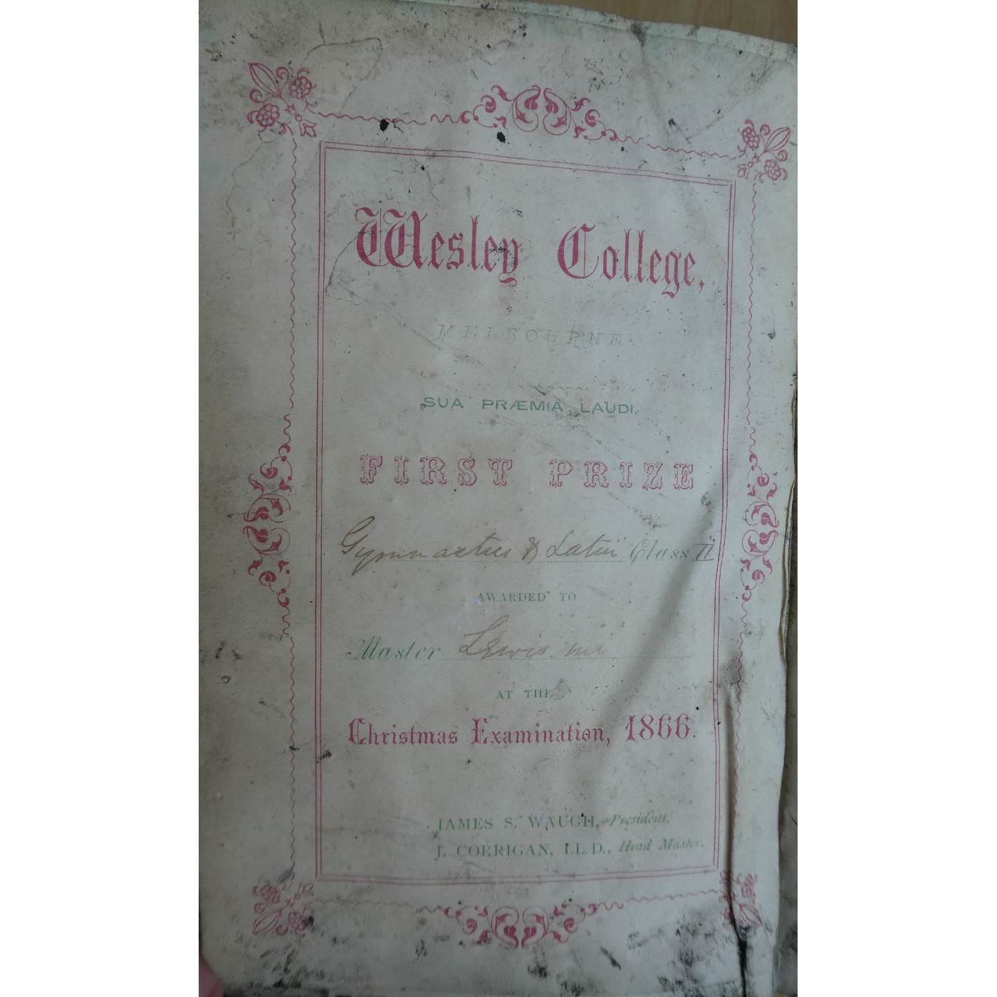 Prize book 1866 Lewis, A