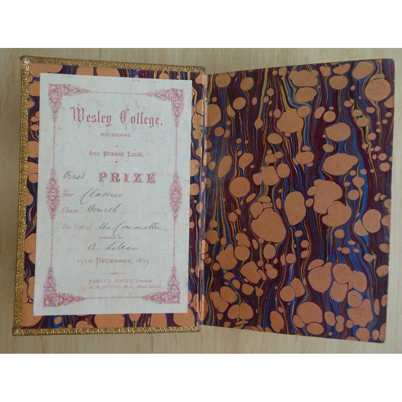 Prize book 1875 Lelean, A
