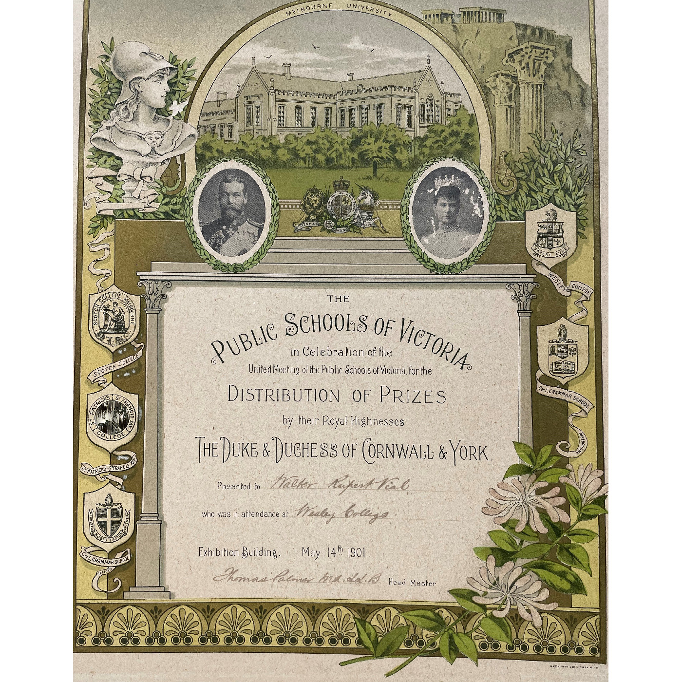 Prize certificate 1901 WR Vial