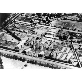 Aerial view of Wesley College, School for the Blind and the Alfred Hospital 1928