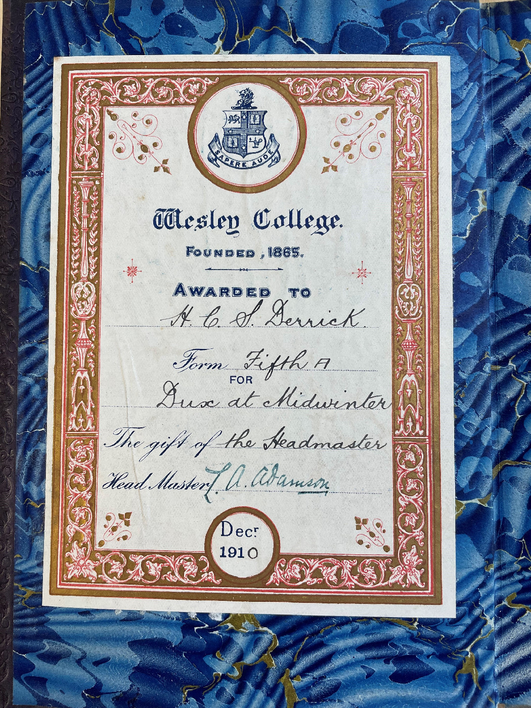 Derrick, Herbert Clement Sweetman (OW1909)