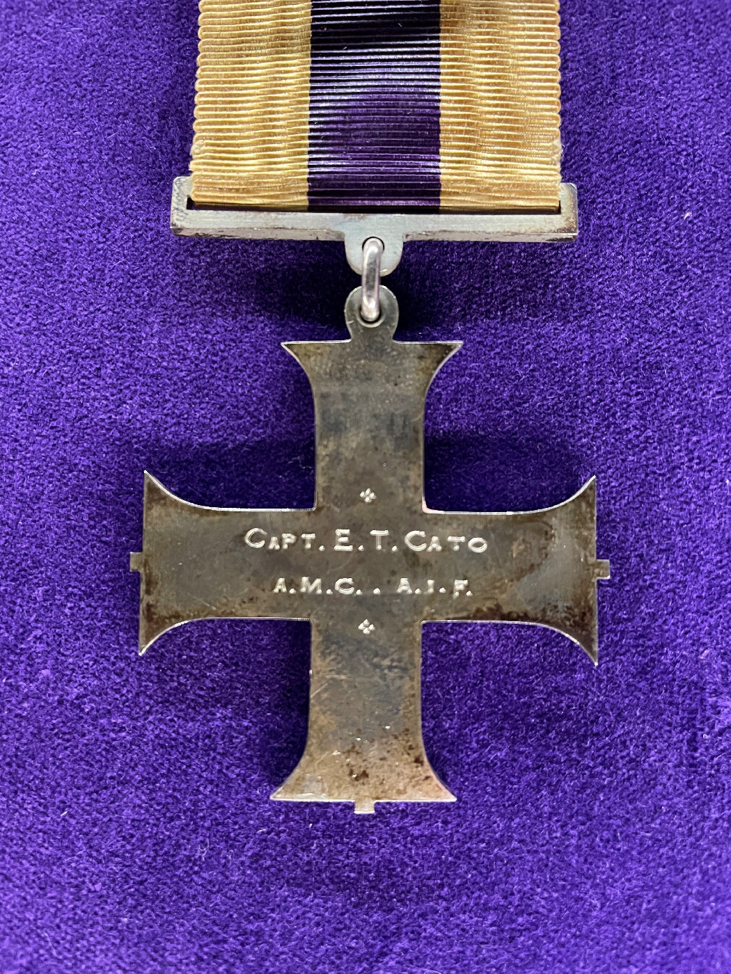 Military Cross of Edwin Cato, inscription