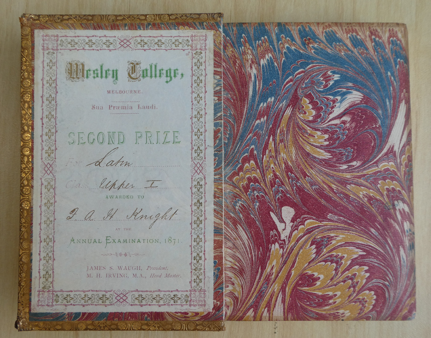 Prize book 1871 Knight, FAH