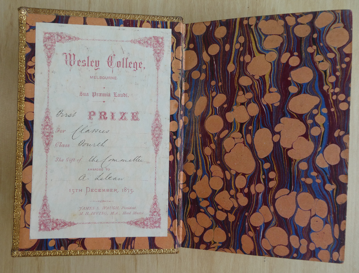 Prize book 1875 Lelean, A