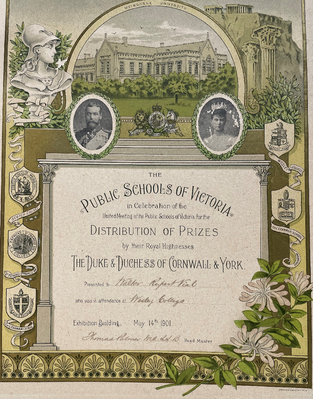 Prize certificate 1901 WR Vial